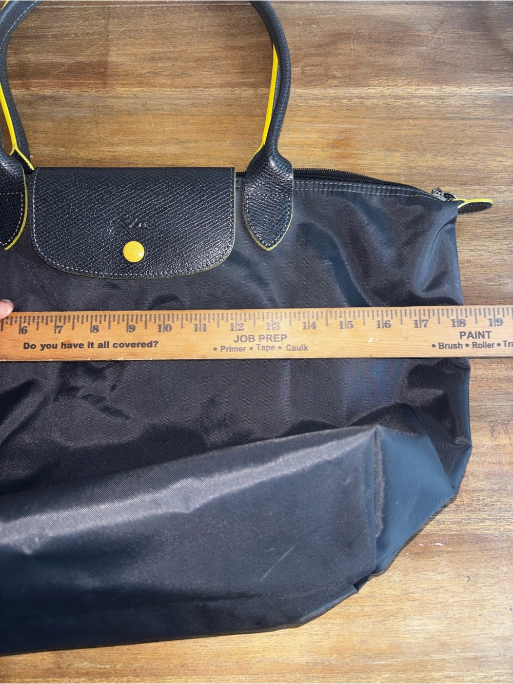 Longchamp Black Nylon Tote with Gold Accents - Picture 6 of 7